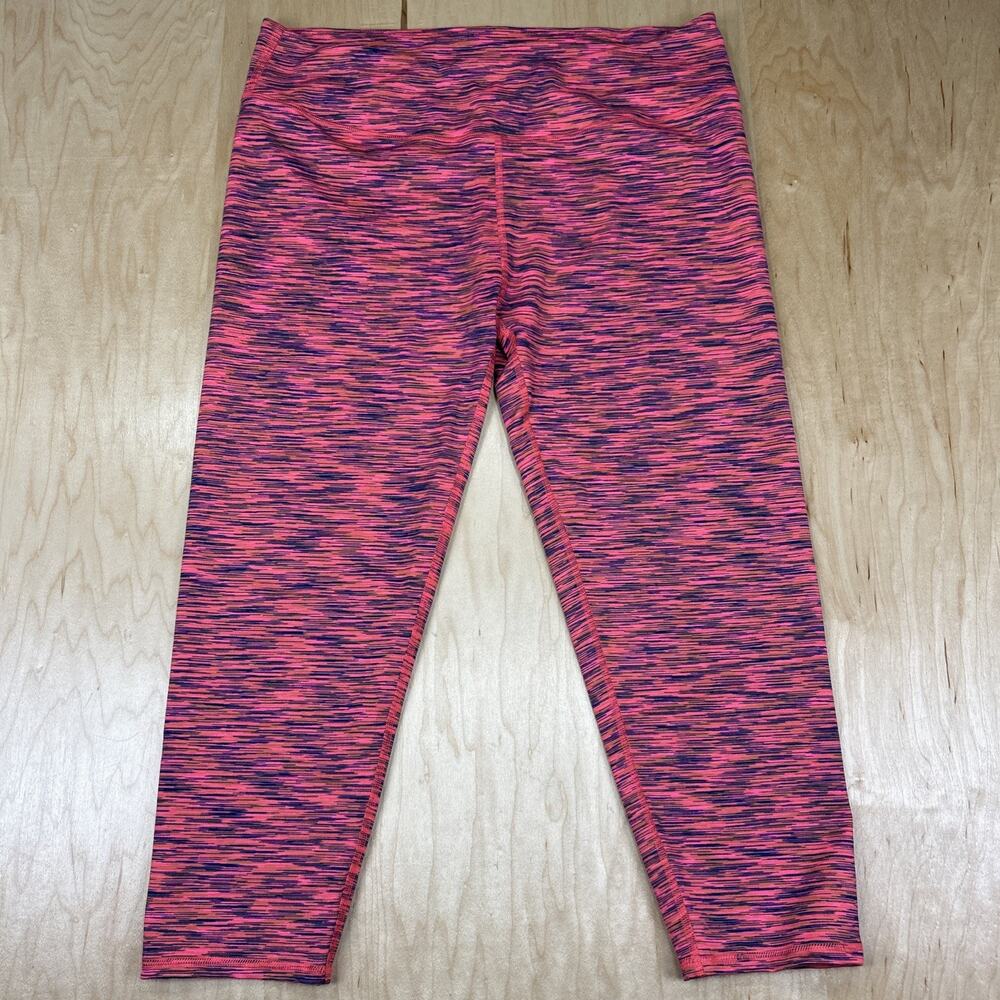 Fabletics Women’s Large Pink Space Dye Athletic Leggings Yoga Gym Running Pants